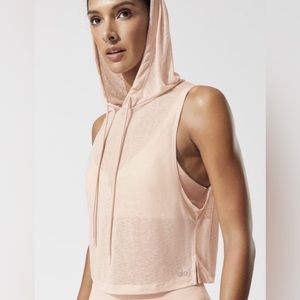 Alo Yoga Cropped Headliner Coverup Arrow Tank Hoodie